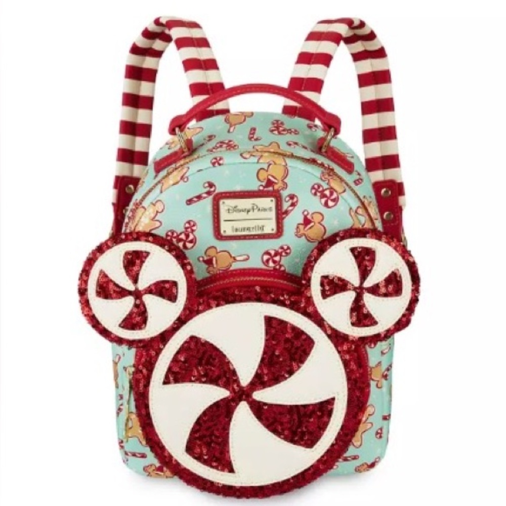 Disney Parks Mickey Mouse Holiday Gingerbread Treats Mini Loungefly Backpack EUC